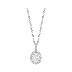 Pendentif solitaire halo taille ovale