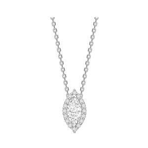 Pendentif solitaire halo taille marquise