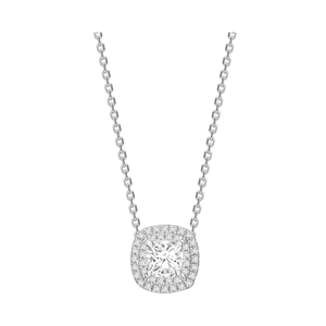 Pendentif solitaire halo double taille cushion