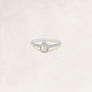 Pear cut halo ring with side diamonds - OR5030