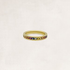 Gold rainbow ring with sapphire - OR62324