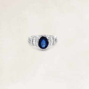 Golden ring with sapphire and diamond - OR7357