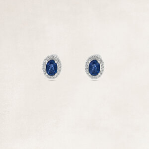 Gold earrings with sapphire and diamonds - OR75913