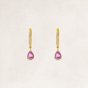 Creool oorbellen met roze saffier en diamant - OR72407